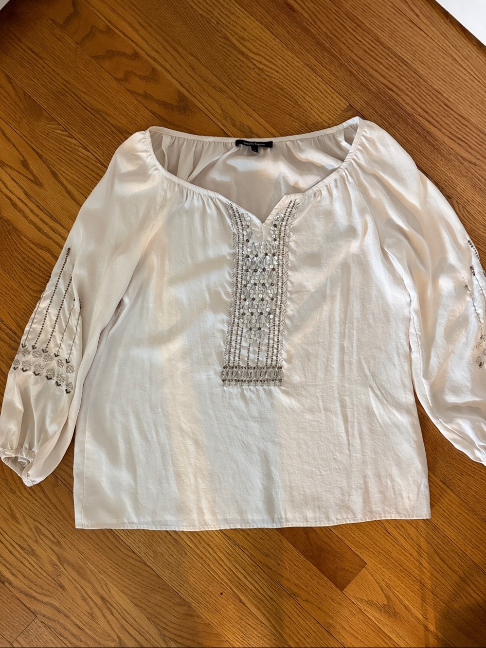 Nanette Lepore Blouse Womens Ivory Embellished Blouse